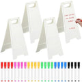 4 Pack a Frame Sandwich Board Sign with Dry Erase Surface, 24 x 12 Inch Double Sided Sidewalk Sign Chalkboard Easel Heavy Duty Plastic Dry Erase Poster Board for Outdoor Restaurant Cafe Menu (White)