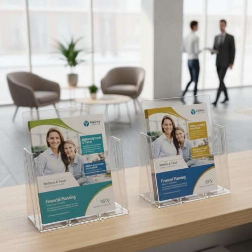 Azar Displays 252385-1PK Clear Acrylic Letter-Sized Brochure Holder – Wall Mount or Countertop Display for 8.5" x 11" Flyers, Magazines, and Pamphlets ( 1-Pack)