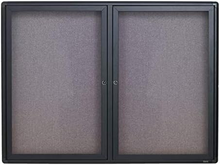 Quartet Bulletin Board, 4' x 3' Enclosed Fabric Notice Board, Lockable Swing Doors, Graphite Frame (2364L)
