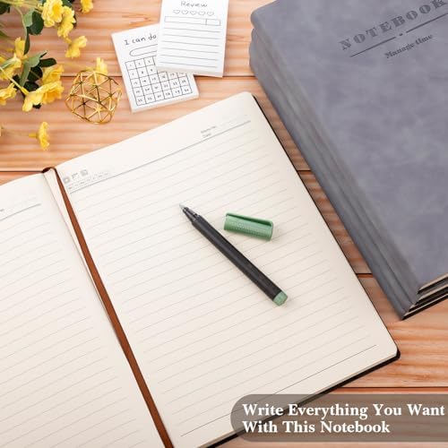 SATINIOR 5 Pack A4 Notebooks Leather Softcover Journal, Gray