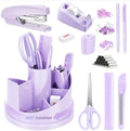 deli Office Supplies Set, Desk Accessory Organizer Kit, Purple