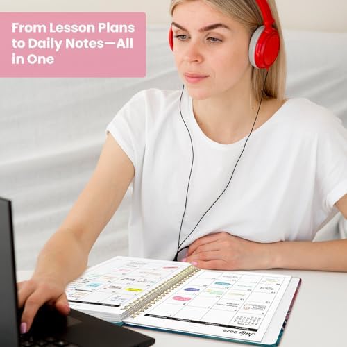 Academic Planner 2026-2027, Monthly and Weekly Calendar Planner, July 2026 - June 2027, Pretty Hardcover Teacher Student Planning Agenda Book with Tabs, Fit for School Office Supplies, 8.5" x 11", Coral Garden