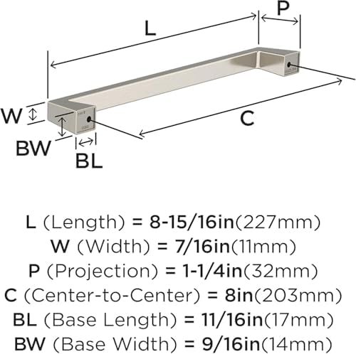 Amerock 8" Blackrock Satin Nickel Drawer Pull