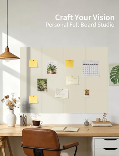 48" x 48" Cork Board Alternative, 16 Pack Felt Bulletin Board Tiles with 30 Adhesive Tabs Wall Push Pin Board for Office Classroom Bedroom Decor