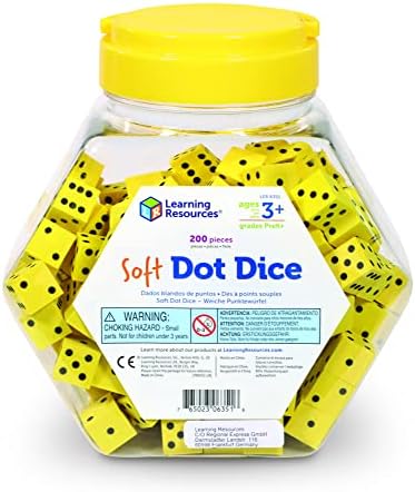 Learning Resources Hands-On Soft Dot Dice Bucket, Classroom or Homeschool Supplies, Set of 200, Ages 3+