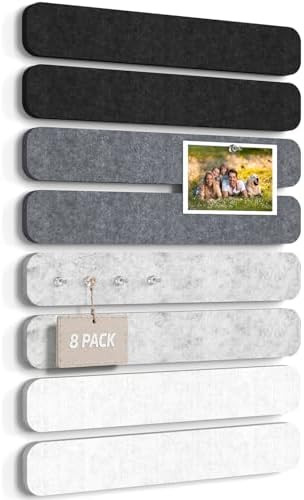 JBER Felt Strip Board 13" x 2", 8 Pack Cork Board Alternative, Ashen Mist
