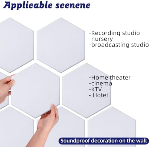 18 Pack Hexagon Acoustic Panels,12" X 10" X 0.4" High Density Sound Absorbing Panels Soundproof Wall Panels for Home Sound Proof Insulation Beveled Edge Studio Treatment Tiles (White)