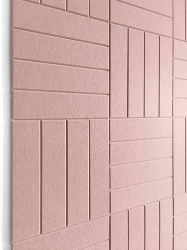 Felt Bulletin Board Tiles | Modern Cork Board Alternative | Large Cork Boards for Walls | Aesthetic Felt Wall Panels for Office & Home Decor | Pinboard & Photo Board (12-Pack) | Pink