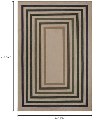 Lahome Modern Geometric Easy Jute Rug, 4x6 Washable Indoor Outdoor Rug