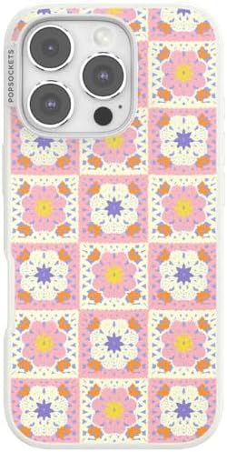 PopSockets iPhone 16 Pro Phone Case with MagSafe- Desert Crochet | Magnetic, Wireless Charging, Camera & Drop Protection, Western, Boho, Aesthetic, iPad, Removable, Popper