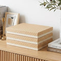 Soul & Lane - Letter Size Document Storage Boxes with Lids, Set of 3, Check | Flat Cardboard Paper Organizers for Letters, Files, Photos and Crafts, Stackable Office Keepsake Storage for Manuscripts
