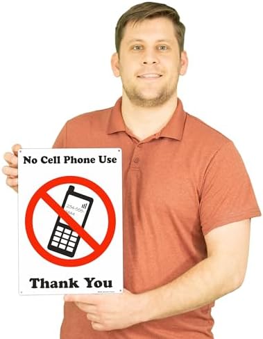 Brimar No Cell Phone Use Thank You Sign, 10" X 14", Bold Text and Symbol
