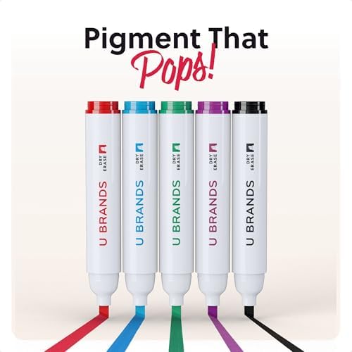 U Brands Dry Erase Markers Chisel Tip Set, 36 Pack, Assorted Colors, Whiteboard Pens with Chisel Point and Built In Eraser Caps, Low Odor Ink, Dry Erase Markers For Classroom, Office, Or Home
