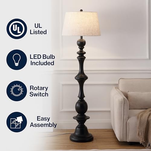 JONATHAN Y Taylor Candlestick Floor Lamp 67", Black