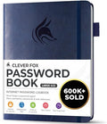 Clever Fox Password Book with Alphabetical Tabs, 7"x10" Keeper Dark Blue