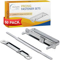 1 Inch Capacity Premium Prong Paper Fastener Complete Set, 2.75 Inch Base with Standard 2-Hole Punch for Home, Work, and School, by Olympx (50 per Box)