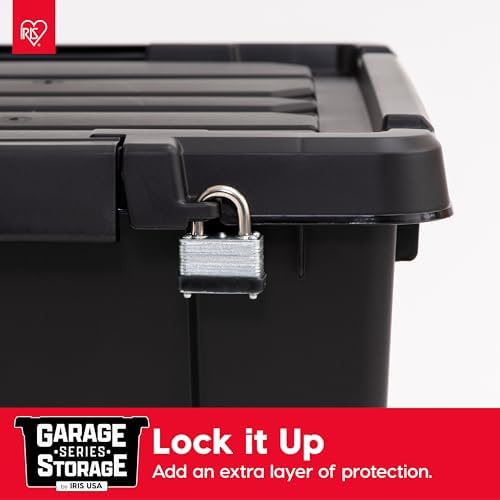 IRIS USA 6-Pack 5 Gal Heavy Duty Lockable Storage Totes with lids, Black