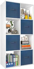 PrimeZone 8 Cube Storage Organizer, Stackable Wood Cubby Bookshelf, White