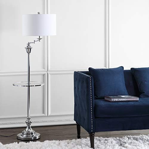 JONATHAN Y Cora 60" Metal Swing Arm Floor Lamp, Chrome/Clear