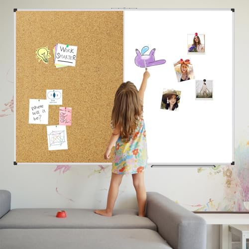 XBoard Magnetic White Board Bulletin Corkboard Combination 60 x 40 Inch