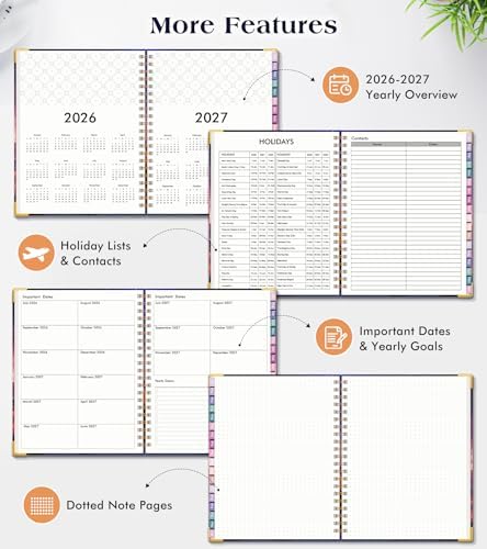 Academic Planner 2026-2027, 18 Months Weekly and Monthly Hardcover Planner, July 2026 - December 2027, 8.5" x 11" A4 Large Daily Calendar Planner Book with Tabs, Spiral College School Agenda Organizer for Student Teacher, Starfall Range