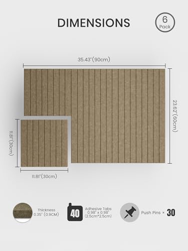 Bumusty 36"x 24" Large Felt Bulletin Board Tiles,Earth Brown