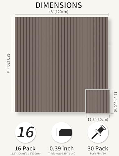 48" x 48" Cork Board Alternative, 16 Pack Felt Bulletin Board Tiles with 30 Adhesive Tabs Wall Push Pin Board for Office Classroom Bedroom Decor