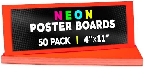 Hygloss Poster Board 4 x 11, 50 Pack Neon Red-Orange, Colored Posterboard