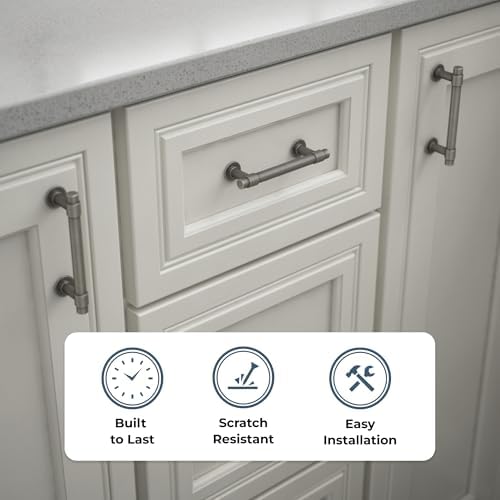 Franklin Brass Francisco (10-Pack) Cabinet Handles 3" Hole Center Vintage Pulls | Heirloom Silver Hardware Kitchen Door, Drawers, Dressers, Furniture P29520K-904-B