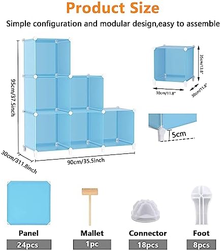 AWTATOS Cube Storage Organizer, Closet Organizers, 6 Cube Shelf, Blue