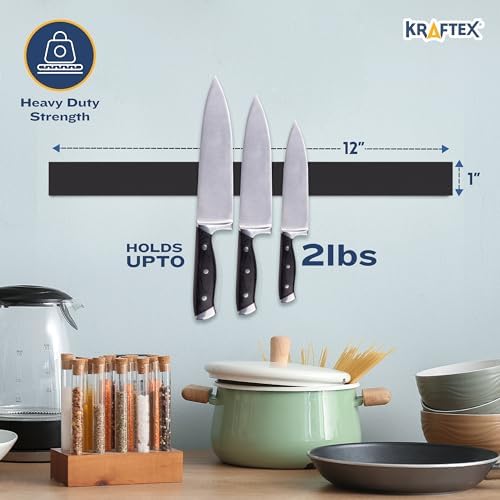 Kraftex Magnetic Tape [5pk, 1ft x 160mil] Magnet Strips with Adhesive Backing. Heavy Duty and Strong Magnet Tape for Crafts, Mounting Tools and DIY. Magnetic Strips with Super Sticky Back