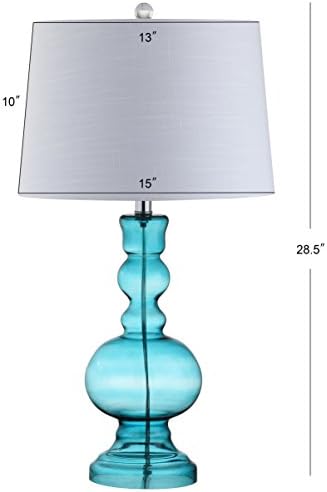 JONATHAN Y Genie 28.5" Glass Table Lamp, Aqua, Set of 2