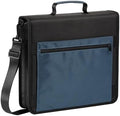 Oxford Zipper Binder with Pockets, 3 Inch Round Rings, Handle and Removable Shoulder Strap, 5-Tab Expanding File, Black & Navy (1006343)