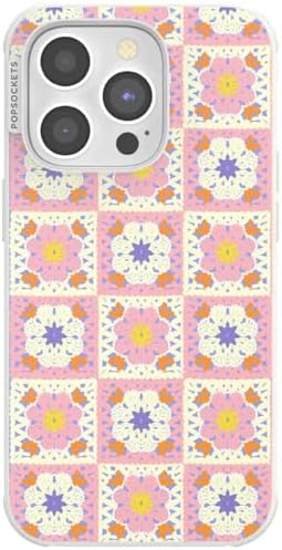 PopSockets iPhone 14 Pro Phone Case with MagSafe- Desert Crochet | Magnetic, Wireless Charging, Camera & Drop Protection, Western, Boho, Aesthetic, iPad, Removable, Popper