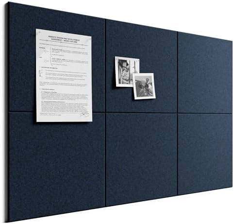 Bumusty 36"x 24" Large Felt Bulletin Board Tiles, Carbon Blue