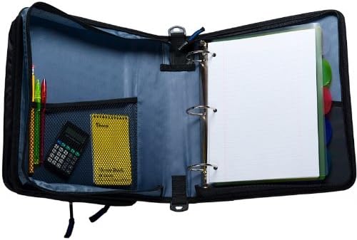 Case-it School Zipper Binder | 2-Inch O-Rings | 400-Sheet | LT-007 Purple | Universal, 13-Inch Laptop/Tablet Padded Pocket, Multiple Storage Pockets, Shoulder Strap, School & Office Organizer