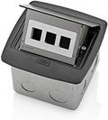Leviton Pop-Up Floor Box with 3-Port QuickPort Insert, PFQP3-MB, Black