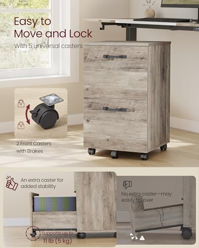 VASAGLE 2-Drawer File Cabinet, Small Rolling Filing Cabinet