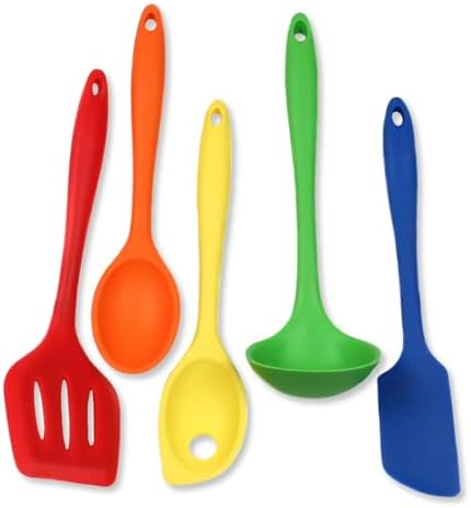 Chef Craft 5 Piece Multicolored Premium Silicone Kitchen Tool Set, Assorted (42086)