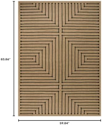 Lahome Neutral Outdoor Rug 5x7, Black and Brown Classroom Easy Jute Rug