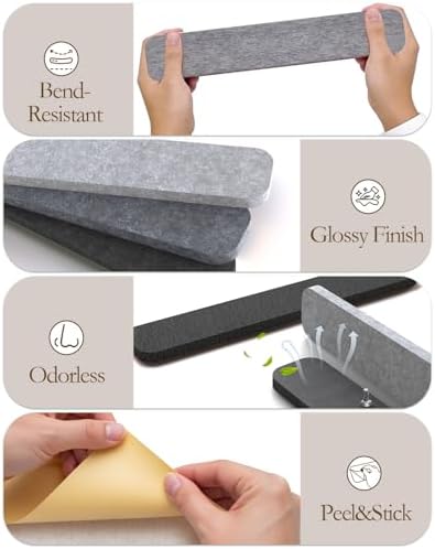 JBER Felt Strip Board 13" x 2", 5 Pack Cork Board Alternative, Light Gray