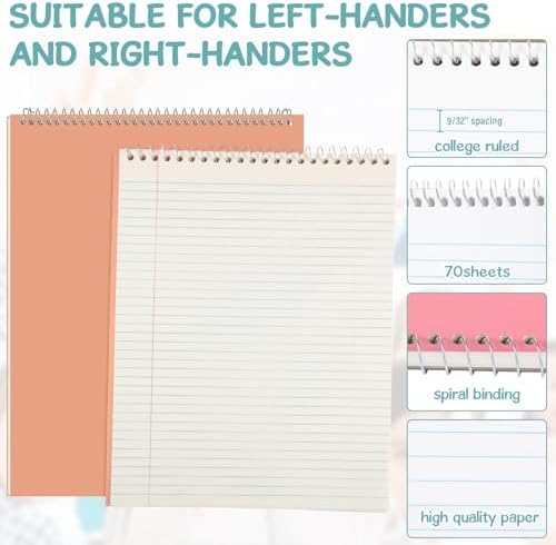 Maitys 6 Pcs Steno Spiral Notebooks, Grey Color, Metallic Style