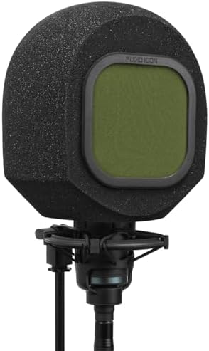 Soundbox Vocal Recording Isolation Booth | Portable Microphone Shield, Pop Filter for Studio-Quality Sound for Singing, Podcasting, Acoustic High-Density Foam Ball, Mic Soundproof Box (Olive Green)
