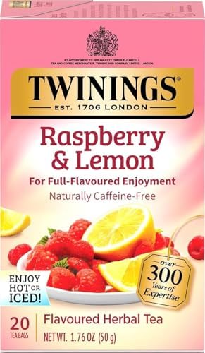 Twinings Raspberry & Lemon Herbal Tea Bags, 20 CT Box (1 Pack)