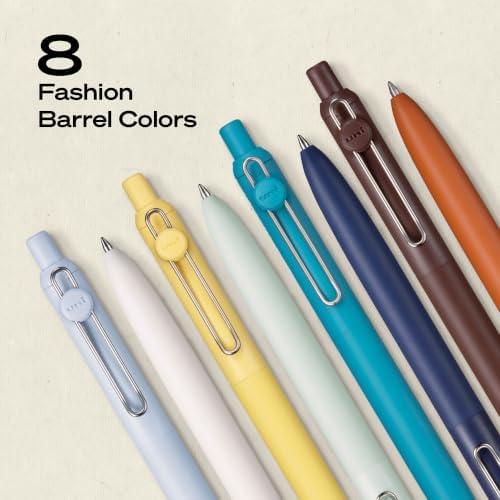 uniball™ Zento Gel Pens, Black Ink, 0.7mm Medium Point, Retractable, 8 Count, Smooth Writing, Quick-Drying, No Smear, No Bleed, Shoreline Barrel Colors