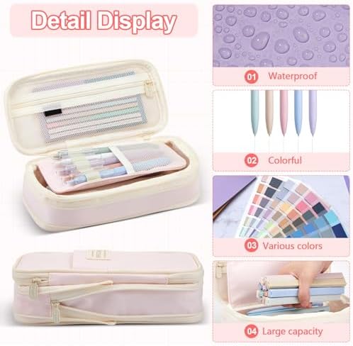 135 Pcs Book Annotation Kit with Pencil Case, 12 Pastel Highlighters, 11 Gel Pens, Fine Marker, 300 Transparent Sticky Notes, 2640 Index Tabs, Bible Study Supplies Kit(Classic,Pink)