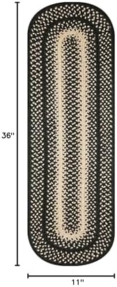 Homespice Manchester Braided Table Runner for Primitive Decor, Oval 11x36