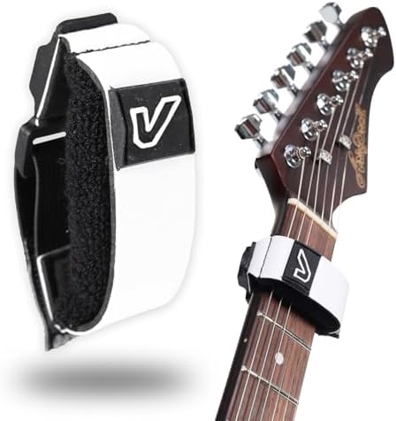 Gruv Gear Fret Wrap & Guitar Mute Pro, Fretwrap for Acoustic, Electric & Bass | String Dampener Recording, Tapping & Practice Accessory (1 Pack, Small White, Fits 4 String Bass, 6 String Guitar)