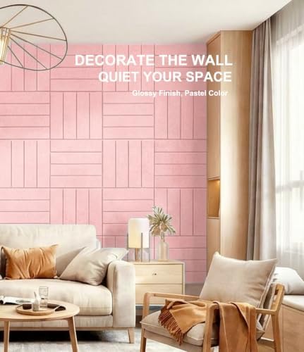 0.47" Thick Felt Wall Tiles 36"x24" Cork Board Alternative 6 Pack 11.81"x11.81"Felt Bulletin Board Pin Board with Removable Adhesive Tape&30 Pushpins for Home Office School(Bold-Coral Pink)