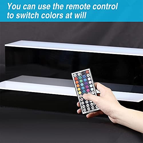 MESAlLUP Acrylic 20 Inch 2 Tier LED Liquor Bottle Display Shelf, Lighted Bar Shelves with APP or Remote Control, Mulit Color Lighting for Home Mini Bars Decor, Restaurants & Party Use